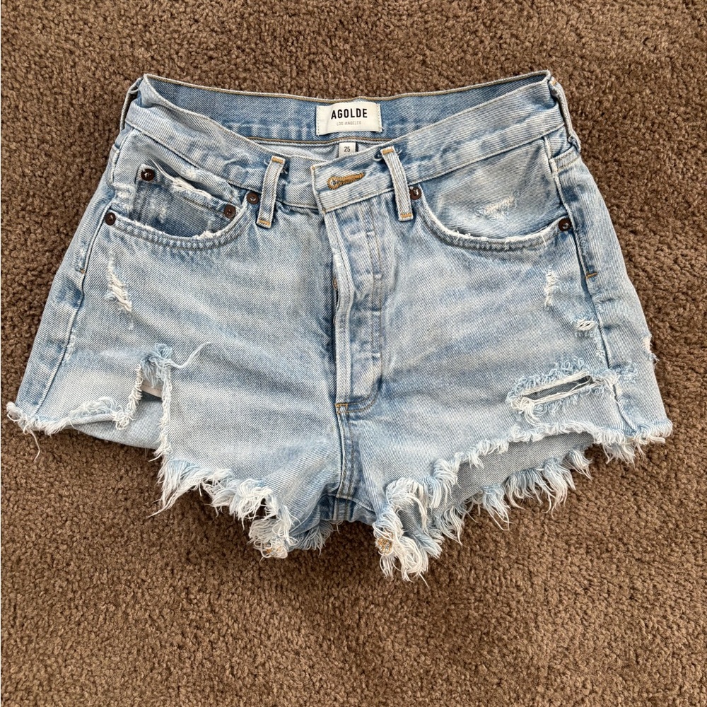 Agolde Women's Parker Jean Shorts - Light Blue